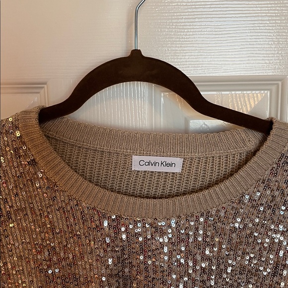 Calvin Klein Sequin Knit Hi Lo Sweater - Picture 2 of 7